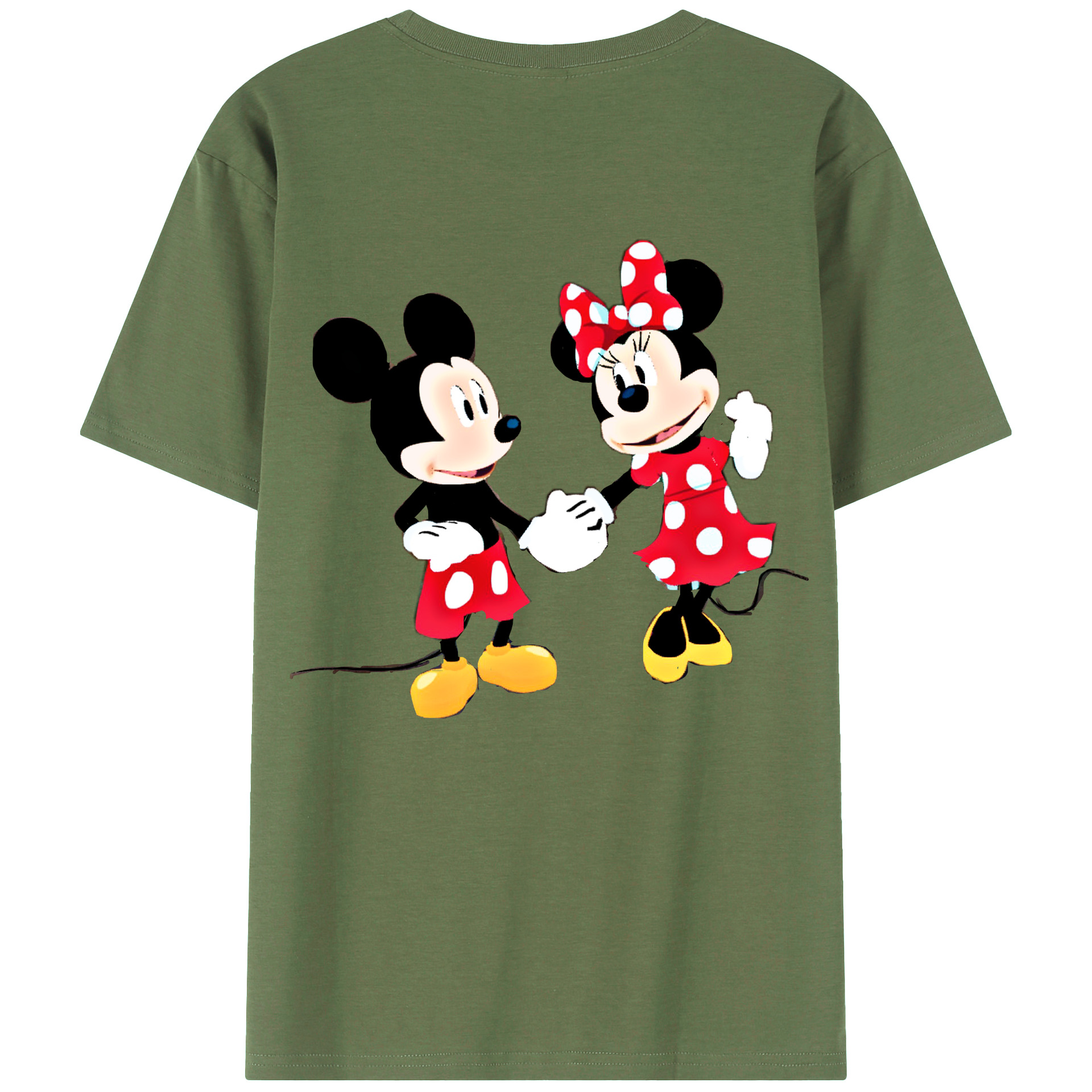 ミッキーマウス Mickey Mouse 綿100％ メンズ半袖Tシャツ（バックプリント） 通気性